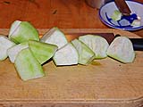 Roll-cut angled loofah squash