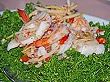 Crispy Fried Cha-om with Seafood