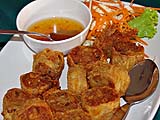 Crab and pork roll appetizer, Kai Mook restaurant, Mae Hong Son