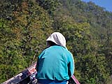 Experienced boaters wear dish towels, Mae Pai river, Mae Hong Son