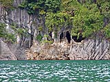 Limestone karsts rising from Cheow Lan Lake, Khao Sok park