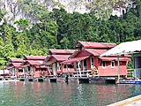 Recently refurbished park cabins on Cheow Lan Lake, Khao Sok park