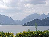 View of Cheow Lan Lake from top of dam, Khao Sok park
