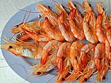 Boiled prawns at Sunee Restaurant, Pranburi Marina