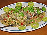 Steamed fish in garlicky lime dressing at Jansom Hot Spa Resort