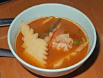 Very hot and sour soup with shrimp and coconut shoots