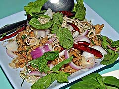 Larb of tender catfish