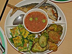 Mackerel and dip, truck stop near Ayutthaya