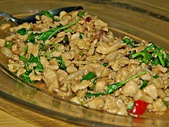Basil chicken, rice shop lunch, Bangkok