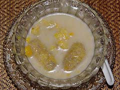 Stewed bananas in coconut milk, Thon Krueng, Bangkok