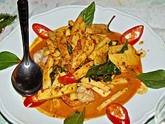 Shrimp with coconut shoots at Fern Restaurant