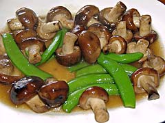 Mushrooms and snow peas