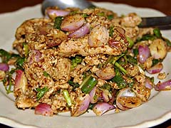 Pork larb near Tham Lot