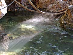 Misty ponds at Thampla Fish Cave