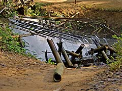 Bamboo pipes at Thampla Fish Cave
