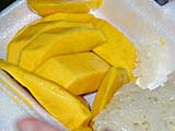 Slices of mango with sweet sticky rice, Sukhmvit near Thonglor, Bangkok