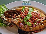 Crispy fried snake-head fish, Yok Yor Marina, Bangkok