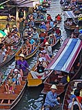 Rush Hour Congestion at Damoen Saduak Floating Market