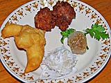 Delicious market snacks on the side