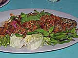 Larb of snakehead fish, Pae Krung Pao in Ayutthaya