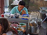 Cart with pork for boat noodles, Damnoen Saduak Floating Market