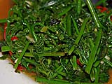Stir-fried ferns with Thai oyster sauce, Fern restaurant, Mae Hong Son