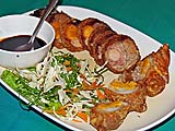 Deep fried stuffed pig foot ''sausage'', Kai Mook restaurant, Mae Hong Son