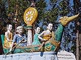 Travelers in a boat, Wat Phra That Doi Kong Mu, Mae Hong Son