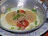 Vietnamese breakfast of fried eggs with pork, Mae Hong Son