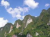 Limestone karsts rising from Cheow Lan Lake, Khao Sok park