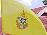Flag celebrating the King's 84th birthday, top of dam, Khao Sok park