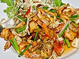 Mixed fried seafood salad, Monthartip restaurant, Songkhla