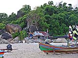 Painted kolae boats, Southeast end of the beach, Songkhla