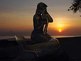 Mermaid statute at sunrise, Samila Beach, Songkhla
