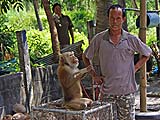 Student and teacher at Kadaejae Monkey School, Surat Thani